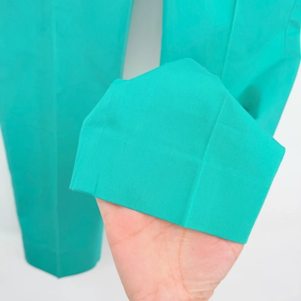 MAX MARA Turquoise Lince Stretch Cotton Cigarette Trousers Spring 2023